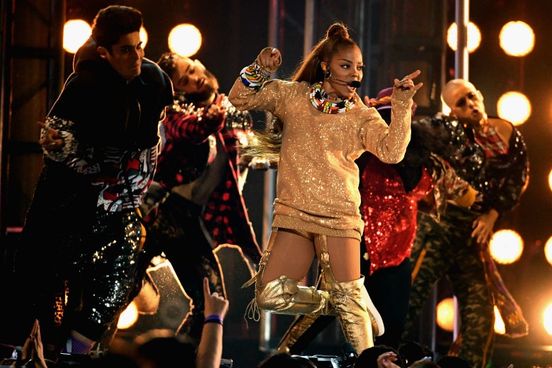 Janet Jackson onstage during the 2018 Billboard Music Awards on May 20 in Las Vegas.